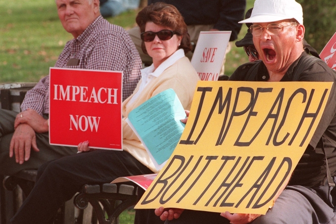 Unidentified protestors demanding the impeachment