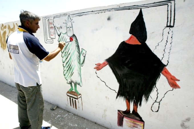 Wall Paint Of Prisoners Abuse In Thawrah Neighborhood Of Baghdad